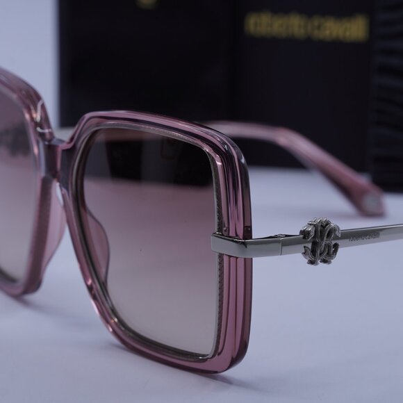 Roberto Cavalli SRC007 0D48 Square Sunglasses – Transparent Pink/Brown Gradient - Picture 2 of 11